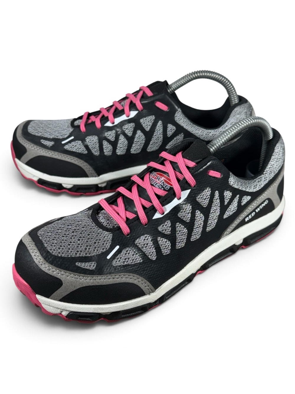 Red Wing Steel Toe Work Shoe Women Safety Sneaker Gray Pink Tennis Shoe Size 8